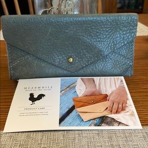 Limited edition, Meanwhile Back On The farm seafoam, green envelope, wallet
